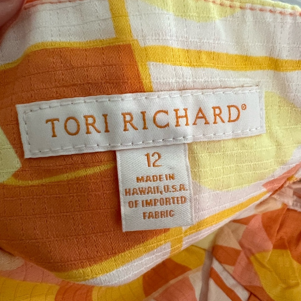 Tori Richard Yellow, Orange & Coral Printed Dress - Picture 2 of 5